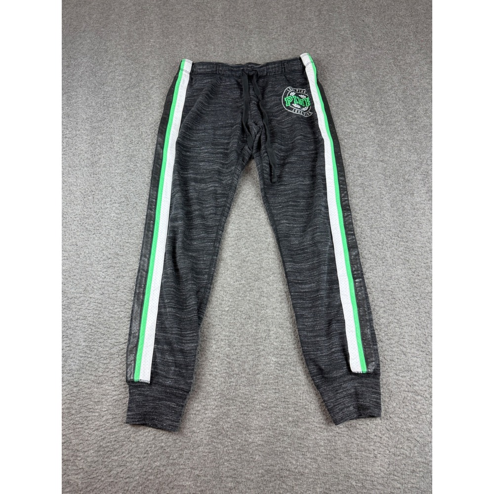 PINK Victoria's Secret Joggers Women's Medium Gray Green Side Stripe Sweatpants